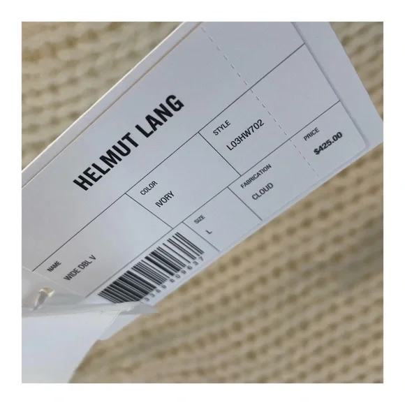 NWT Helmut Lang Wide Double V-Neck Chunky Knit Sweater in Ivory - Picture 11 of 15